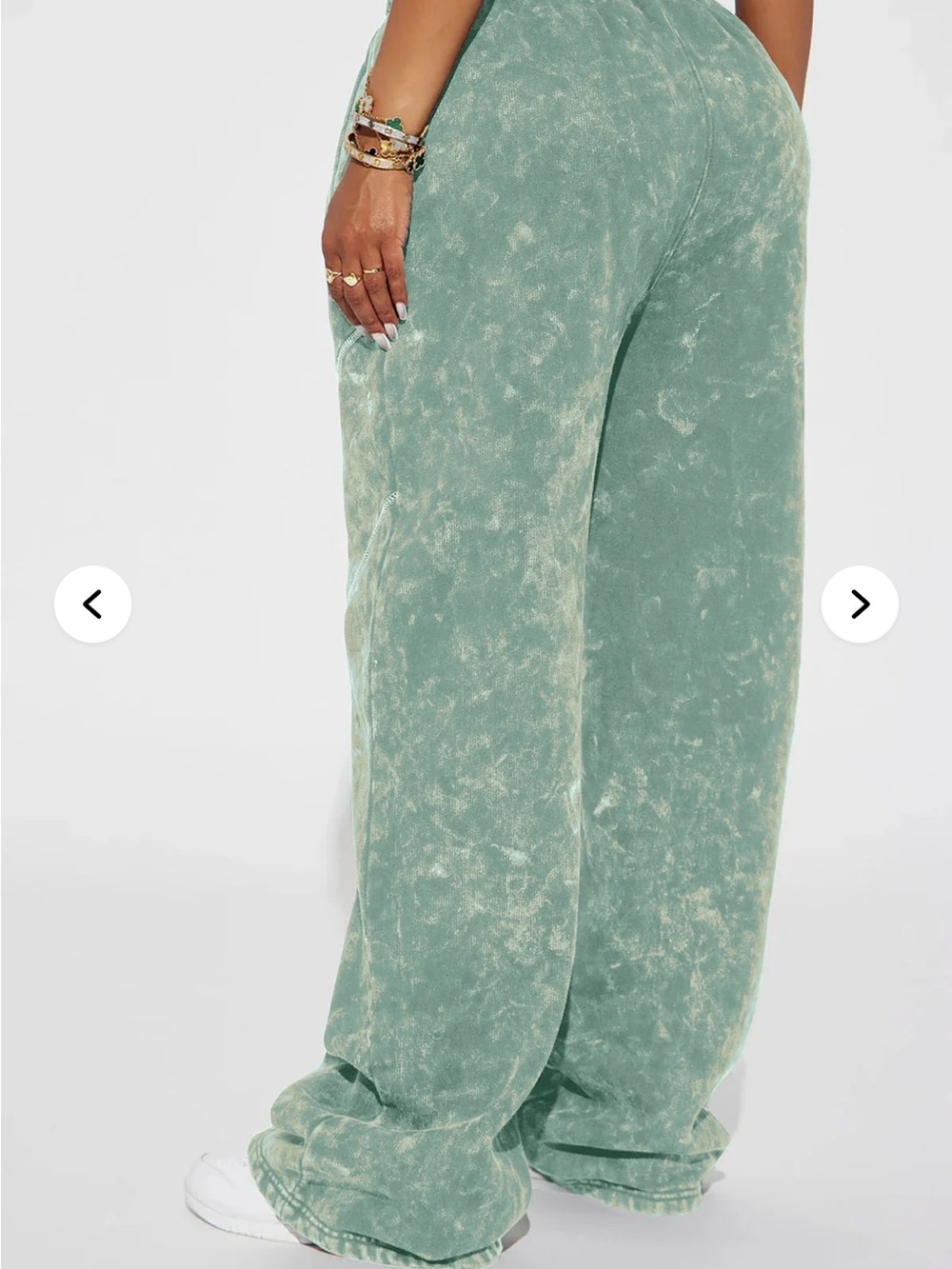 Fashion Nova Mint Green Acid-Wash Wide Leg Track Pants